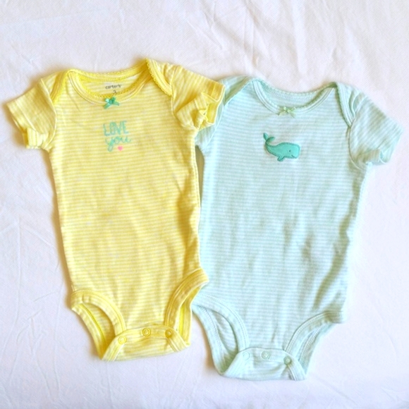 carter's 4-pack soft striped short sleeve bodysuit diaper shirt bundle 3 months - Picture 6 of 7